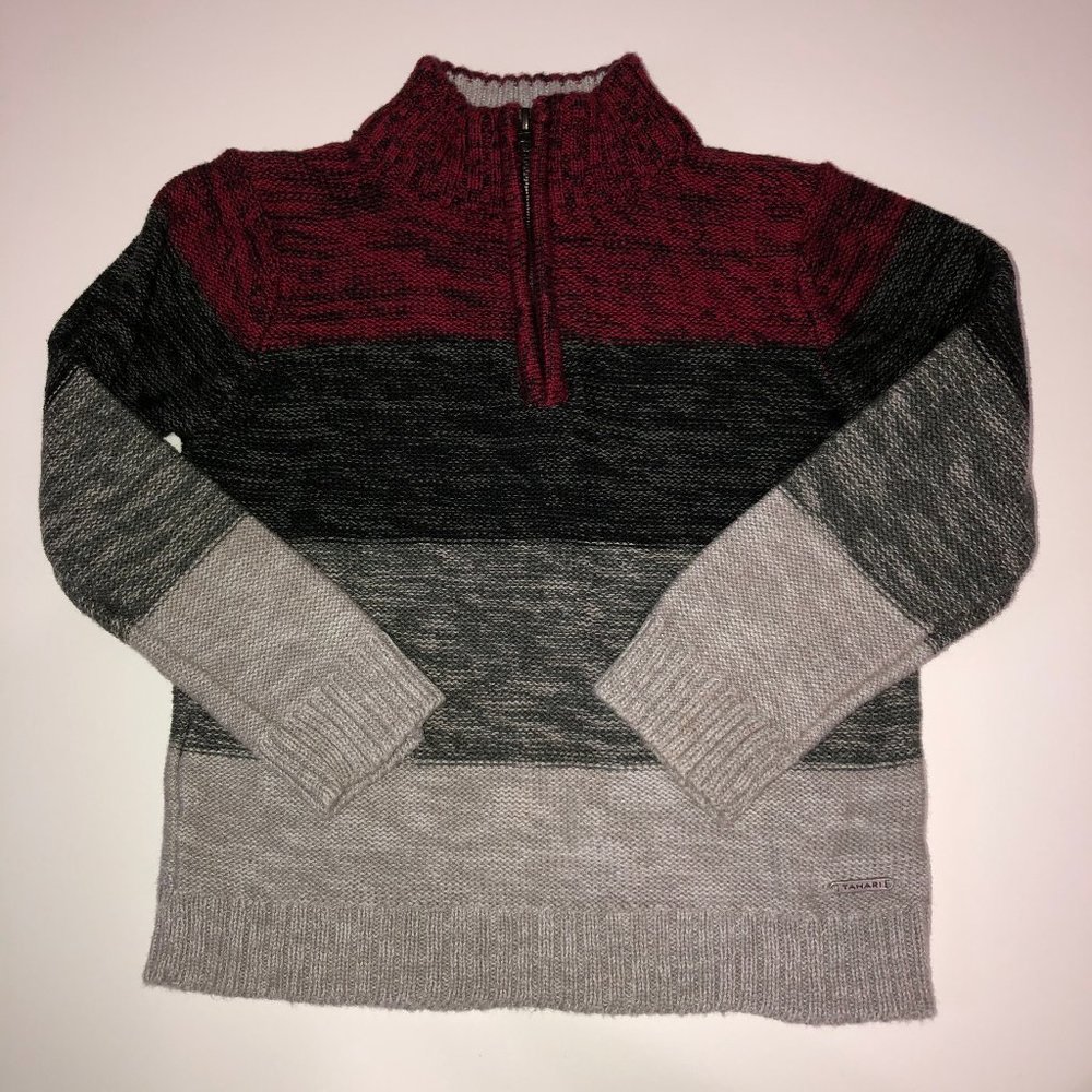 TAHARI BOY Striped Quarter Zip Sweater 4T